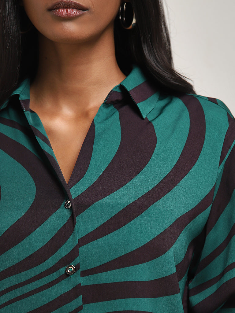 Wardrobe Green Swirl Design Shirt