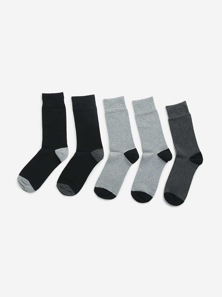 WES Lounge Grey Full Length Socks - Pack of 5