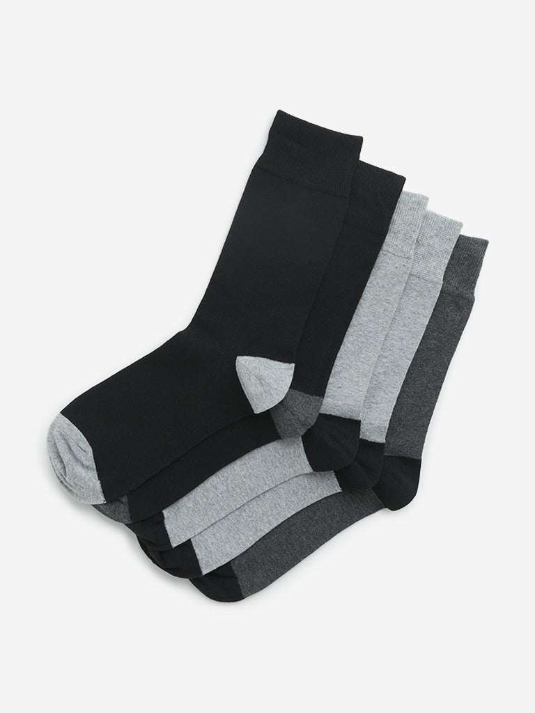 WES Lounge Grey Full Length Socks - Pack of 5