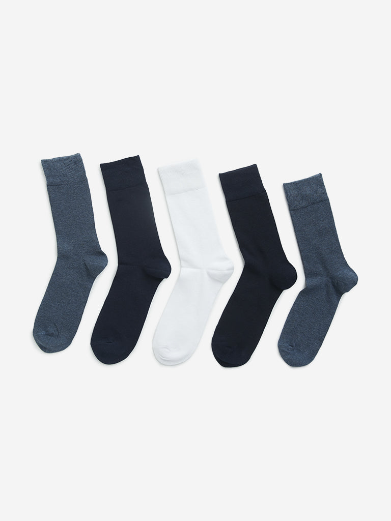 WES Lounge Blue Full Length Socks - Pack of 5