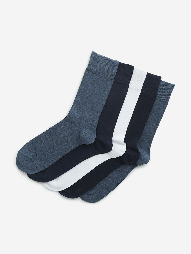 WES Lounge Blue Full Length Socks - Pack of 5