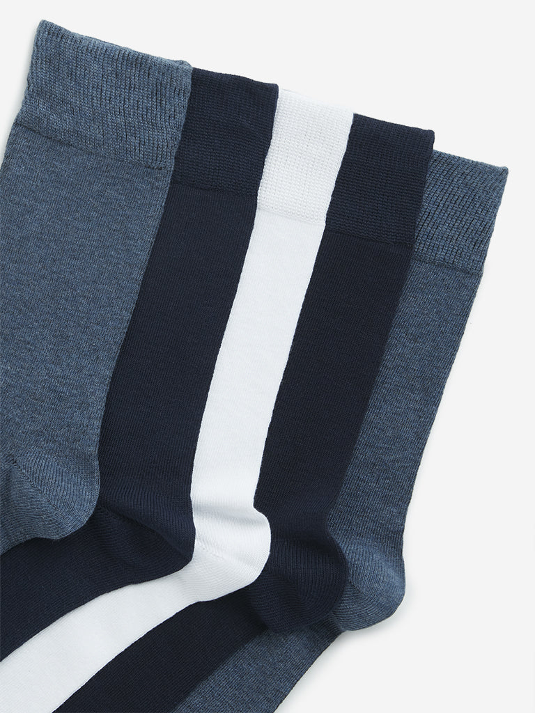 WES Lounge Blue Full Length Socks - Pack of 5