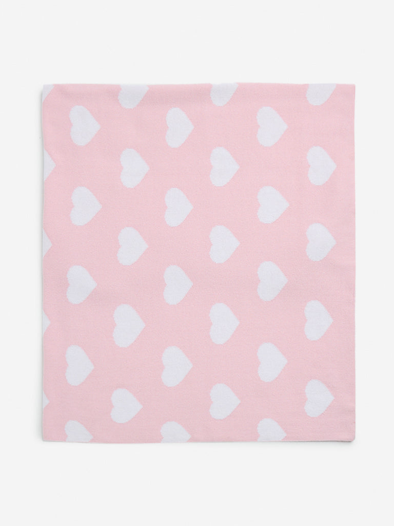 HOP Baby Pink Hearts Printed Cotton Blanket