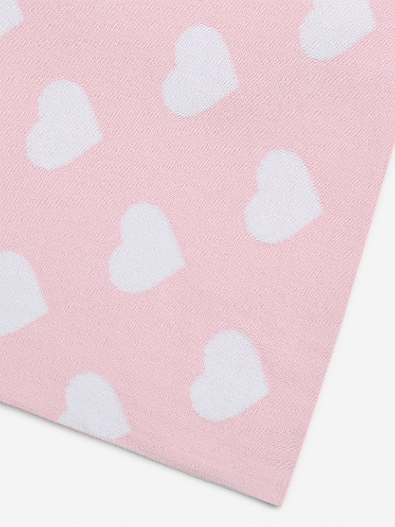 HOP Baby Pink Hearts Printed Cotton Blanket