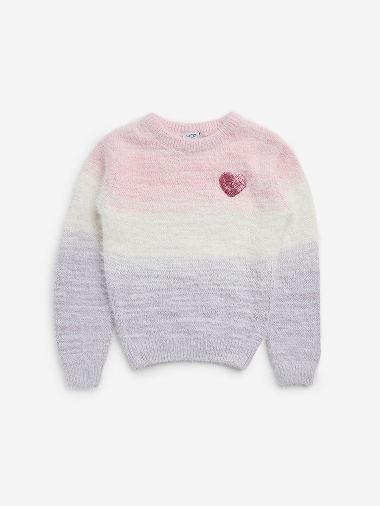 HOP Kids Pink and Lilac Ombre-Finish Sweater