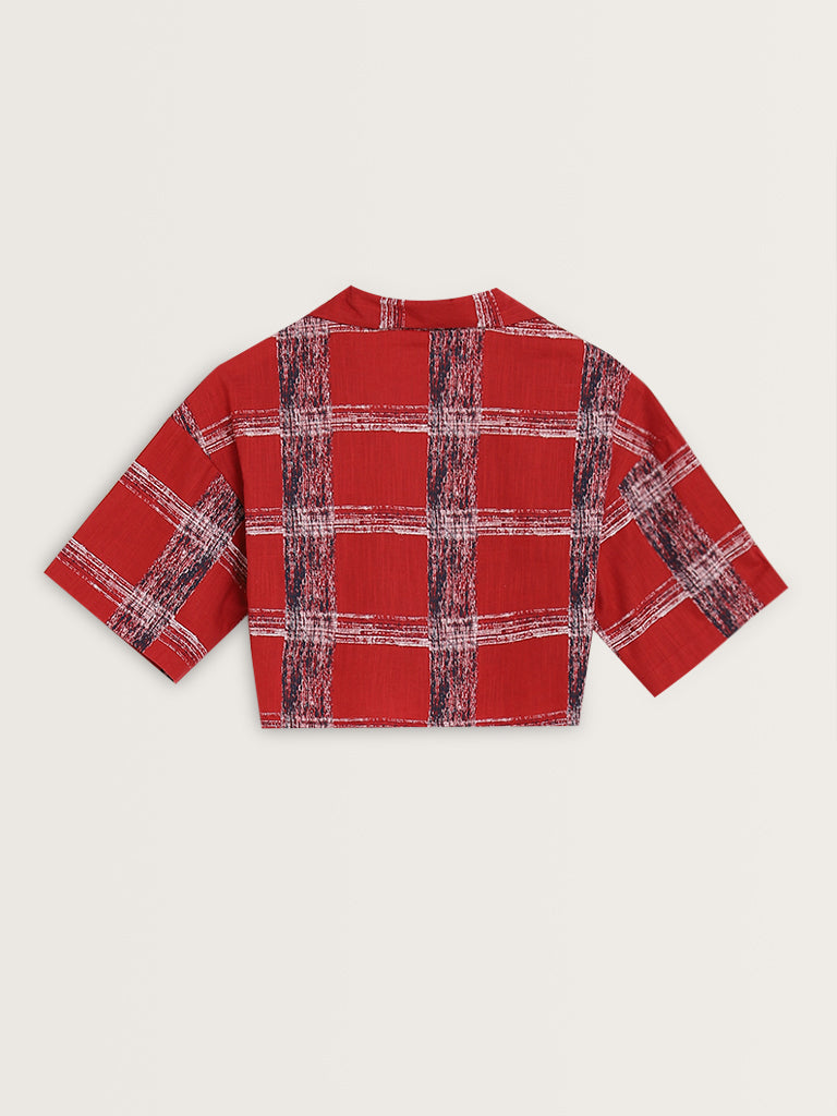 Bombay Paisley Red Checkered Design Cotton Shirt