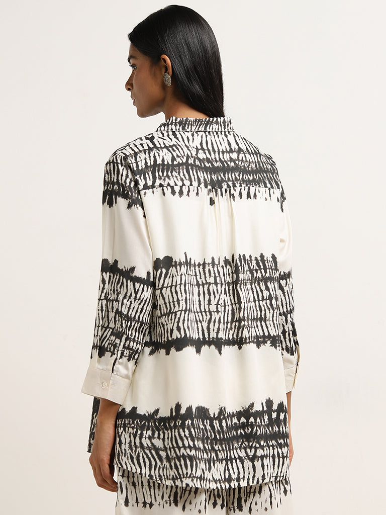 Utsa Black Tie-Dye Printed Straight Tunic