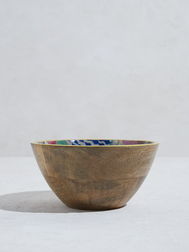 Westside Home Multicolour Printed Small Wooden Bowl