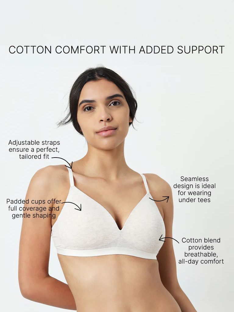 Wunderlove Off-White Padded Cotton Bra