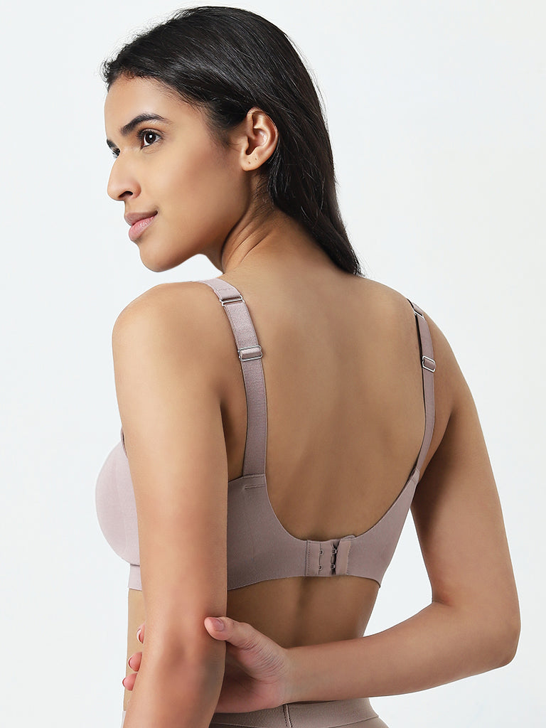 Wunderlove Light Mauve Padded Invisible Cotton Blend Bra