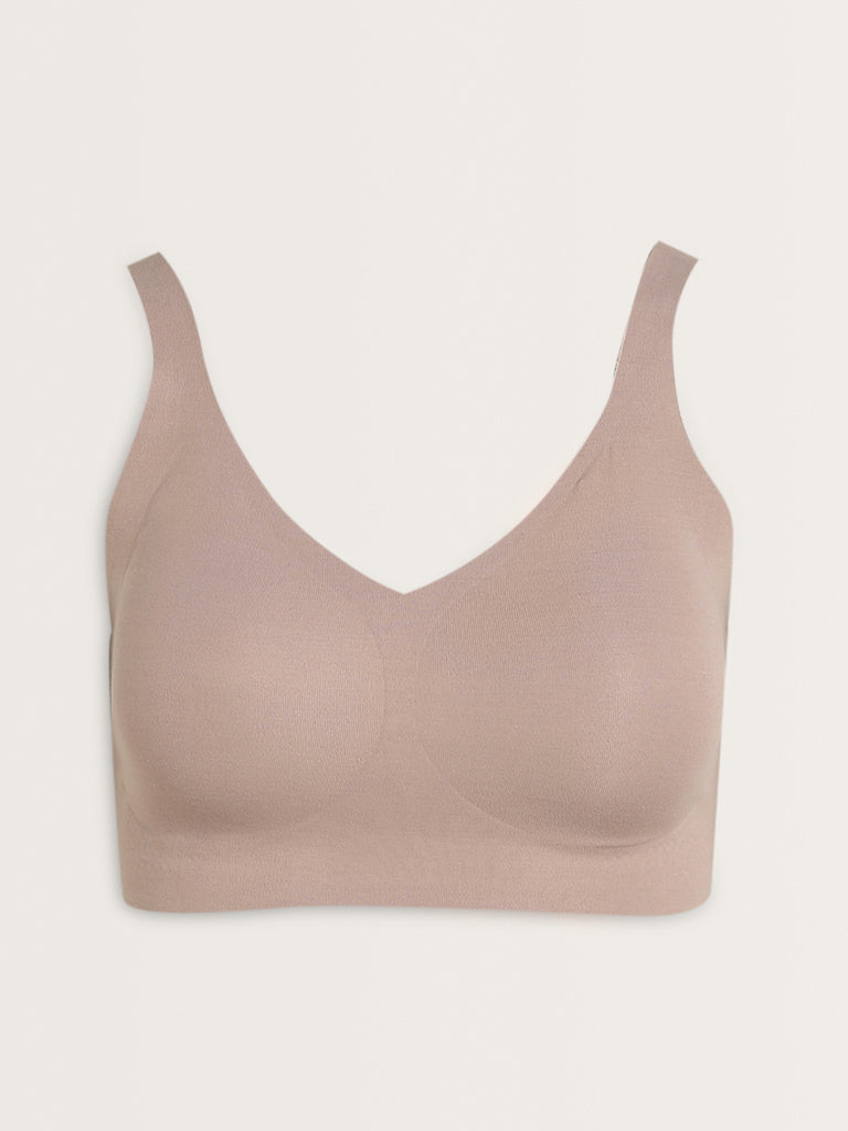 Wunderlove Light Mauve Padded Invisible Cotton Blend Bra