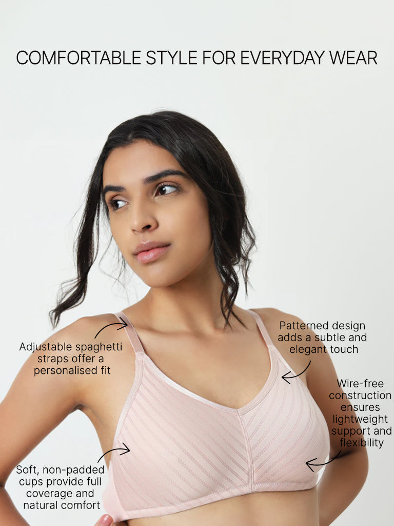 Wunderlove Light Pink Patterned Soft Bra