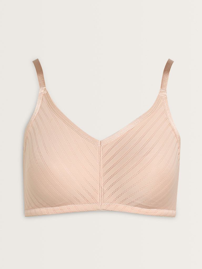 Wunderlove Light Pink Patterned Soft Bra