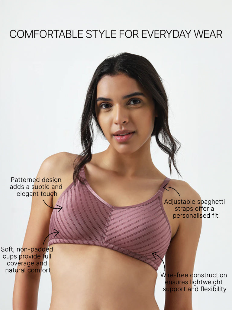 Wunderlove Mauve Patterned Soft Bra