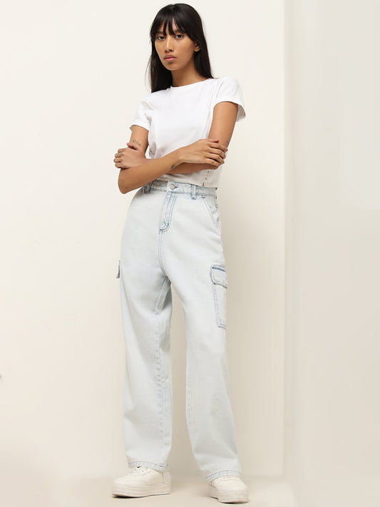 Nuon Light Blue Relaxed - Fit High - Rise Jeans