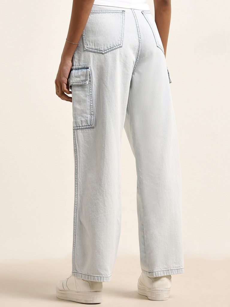 Nuon Light Blue Relaxed - Fit High - Rise Jeans