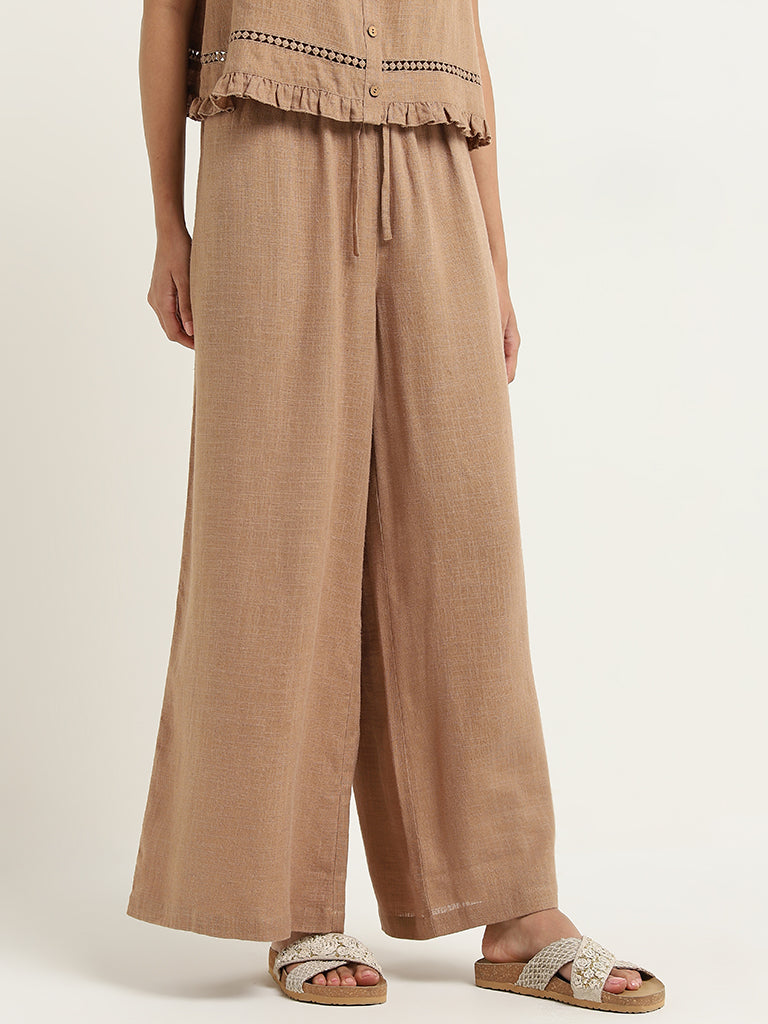 LOV Dark Beige High-Rise Flared Pants