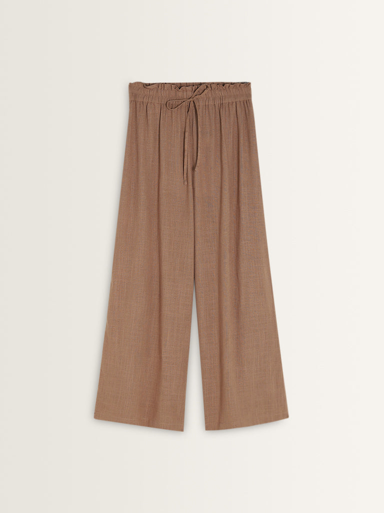 LOV Dark Beige High-Rise Flared Pants