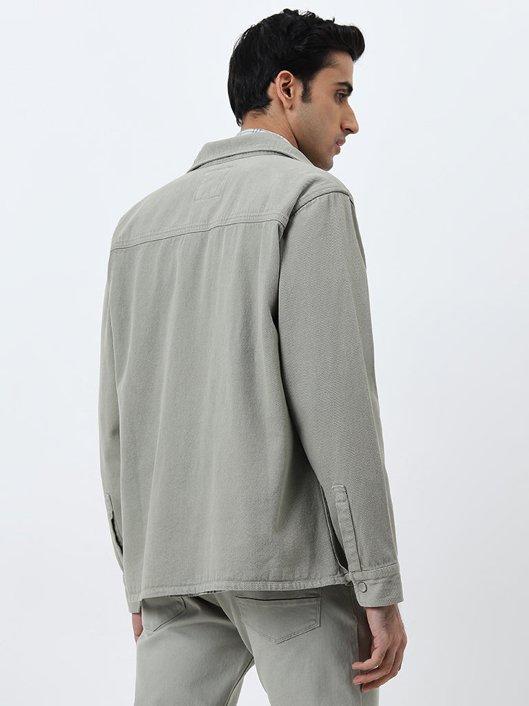 WES Casuals Light Sage Relaxed-Fit Cotton Jacket