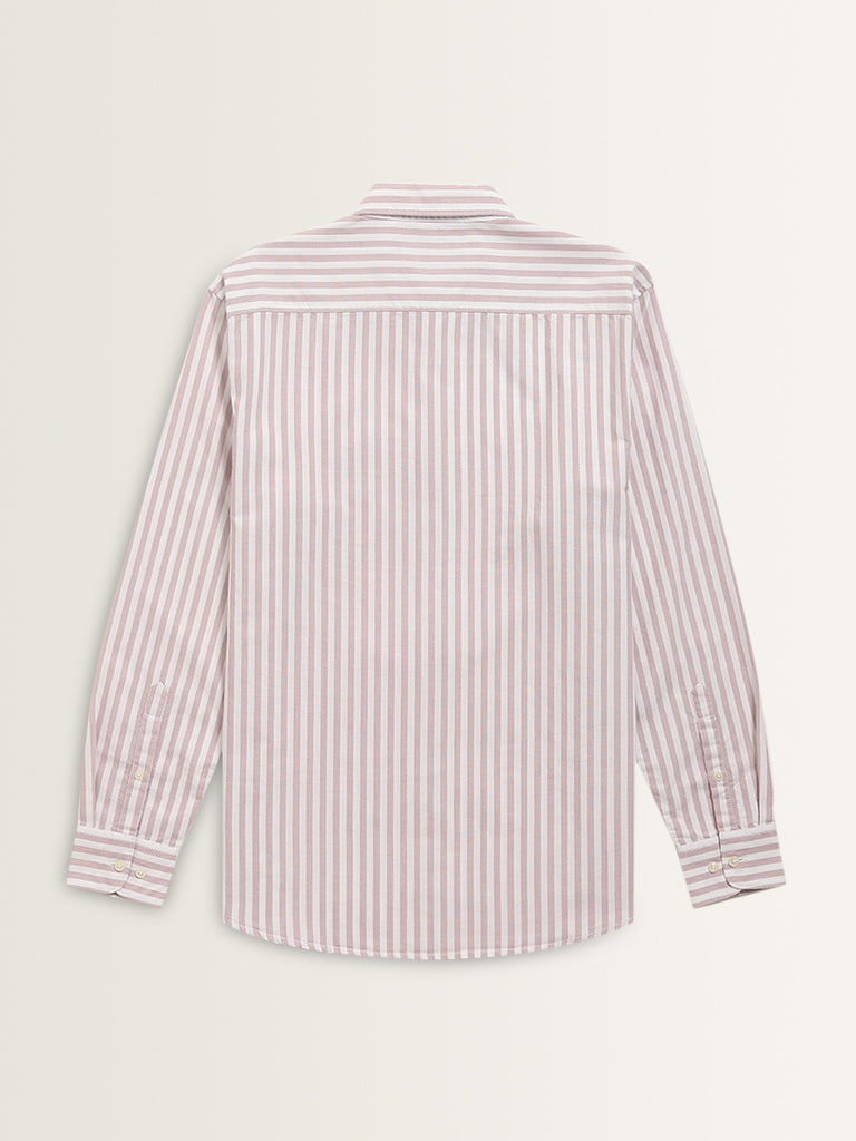 WES Casuals Pink Stripe Printed Relaxed-Fit Cotton Shirt