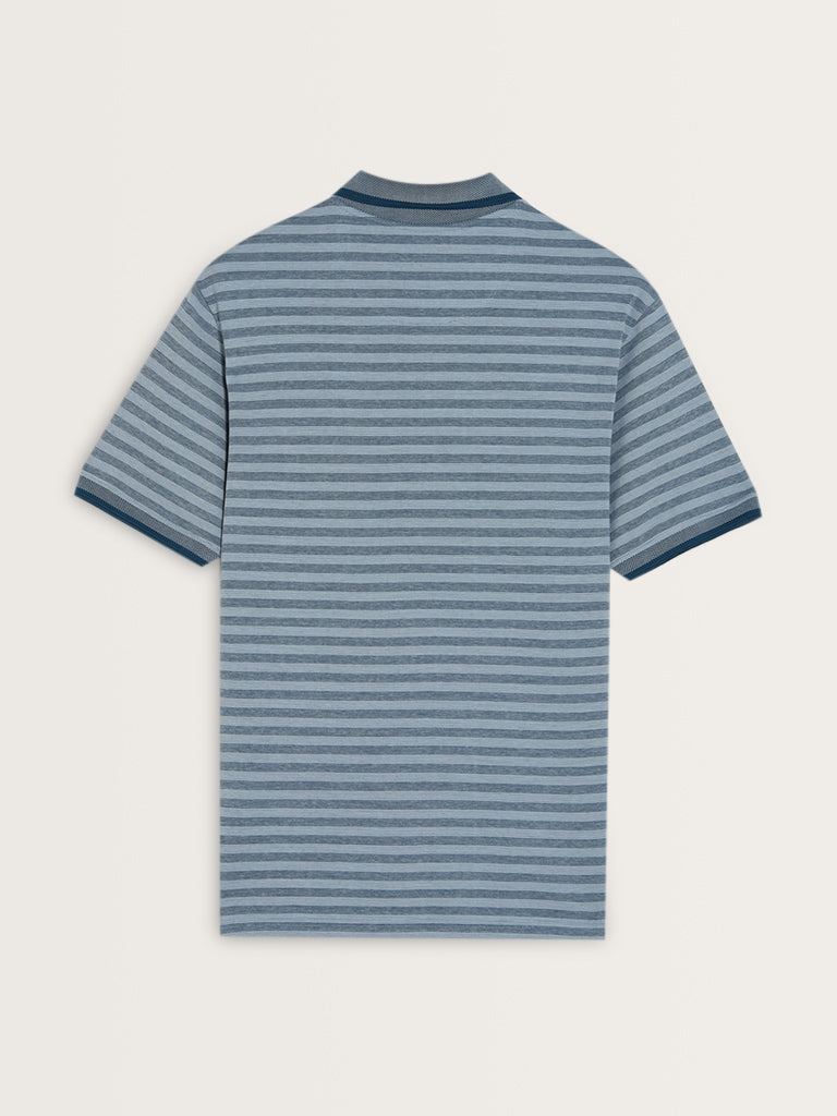 WES Casuals Blue Striped Relaxed-Fit T-Shirt