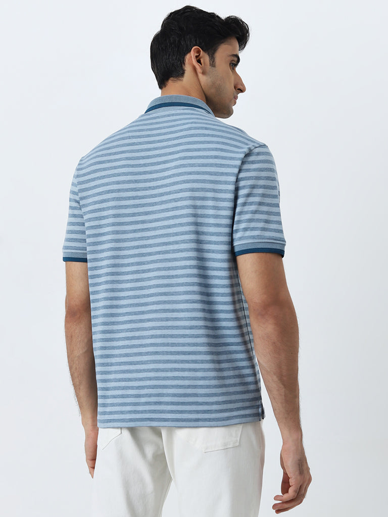 WES Casuals Blue Striped Relaxed-Fit T-Shirt