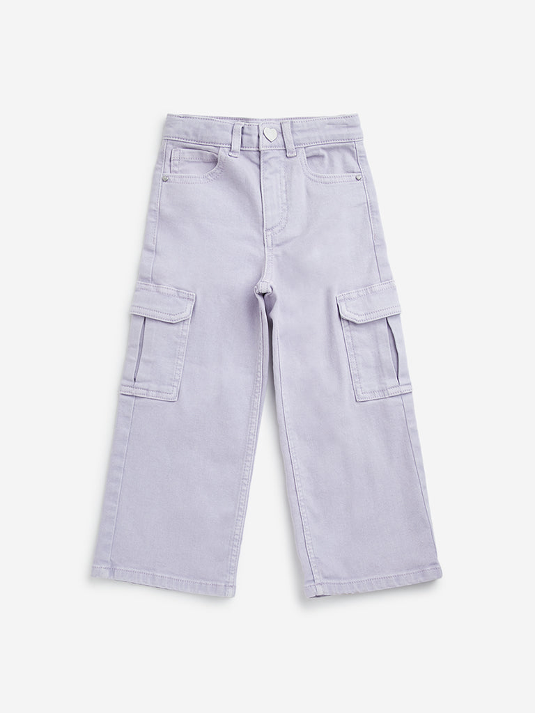 HOP Kids Lilac Straight - Fit High - Rise Cargo Jeans