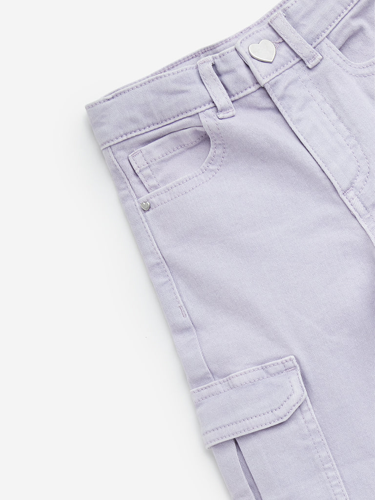 HOP Kids Lilac Straight - Fit High - Rise Cargo Jeans