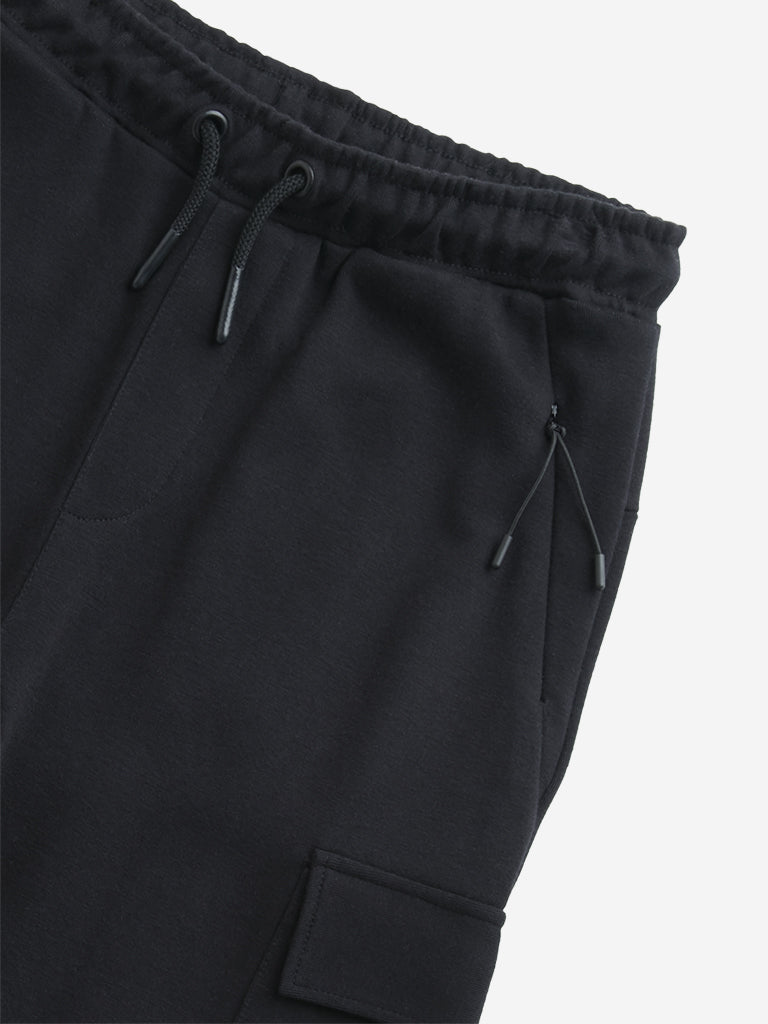 Y&F Kids Black Mid-Rise Cotton Blend Track Pants