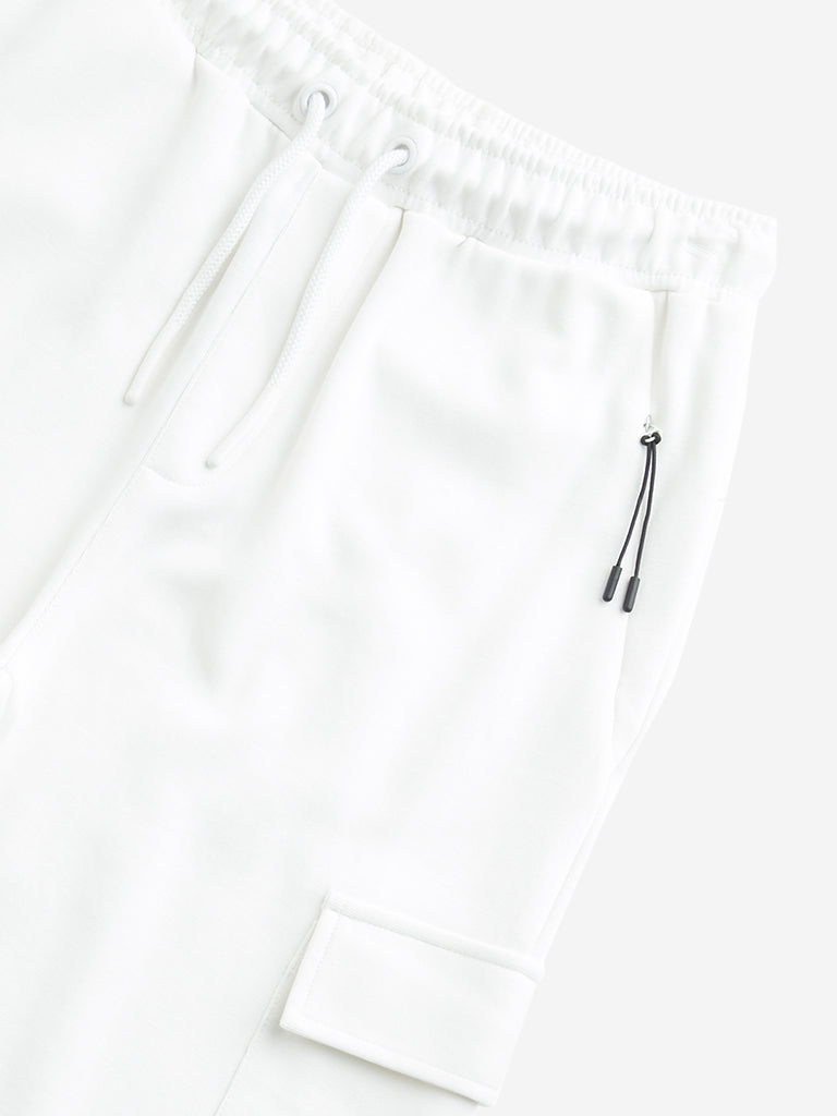 Y&F Kids Off-White Mid-Rise Cotton Blend Track Pants