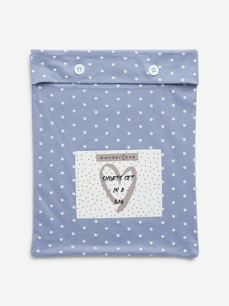 Wunderlove Violet Koala Cotton Shorts Set In A Bag