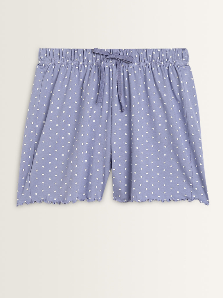 Wunderlove Violet Koala Cotton Shorts Set In A Bag