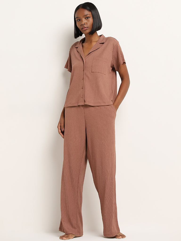 Superstar Dusty Rose Crinkle-Textured High-Rise Pants