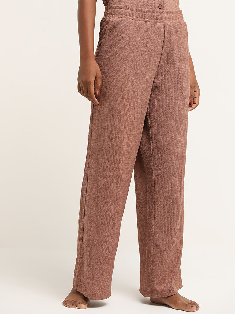 Superstar Dusty Rose Crinkle-Textured High-Rise Pants