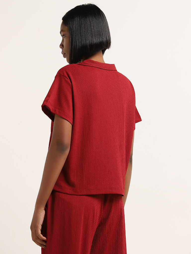 Superstar Red Crinkle-Textured Shirt