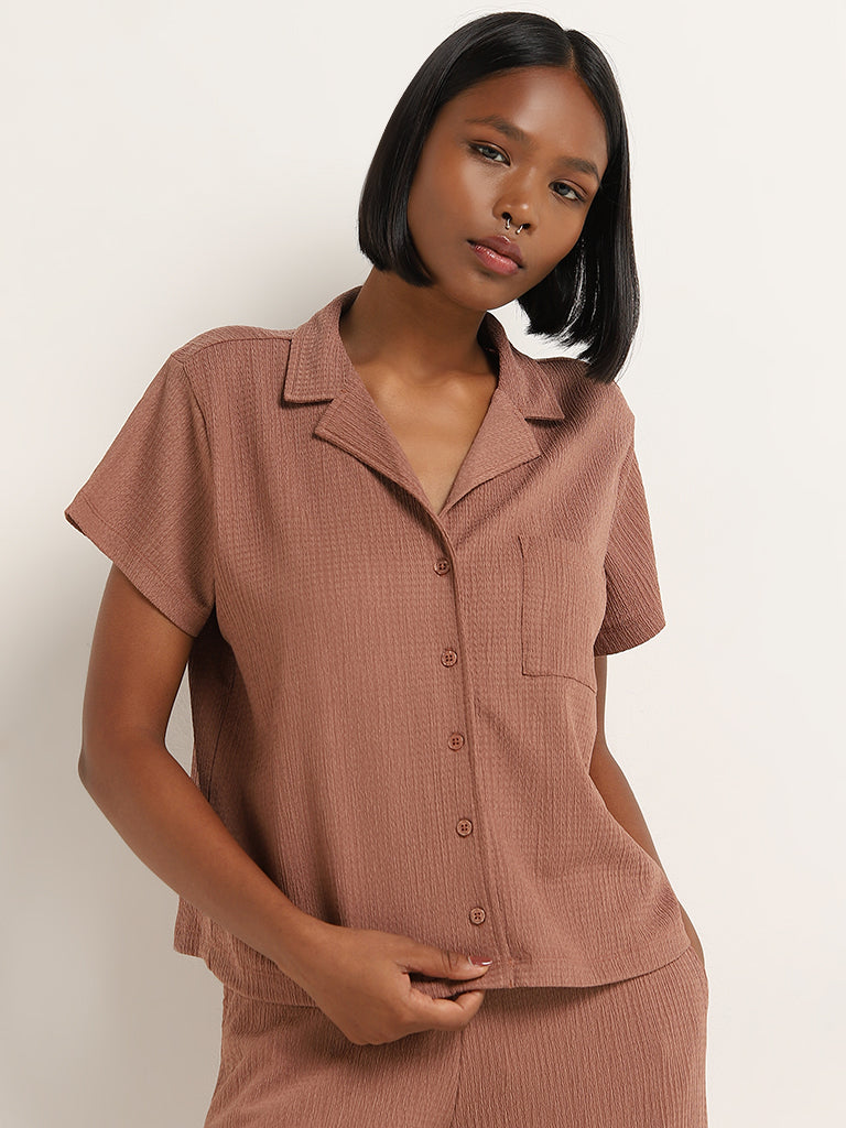 Superstar Dusty Rose Crinkle-Textured Shirt