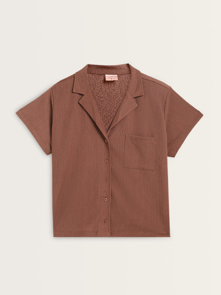 Superstar Dusty Rose Crinkle-Textured Shirt