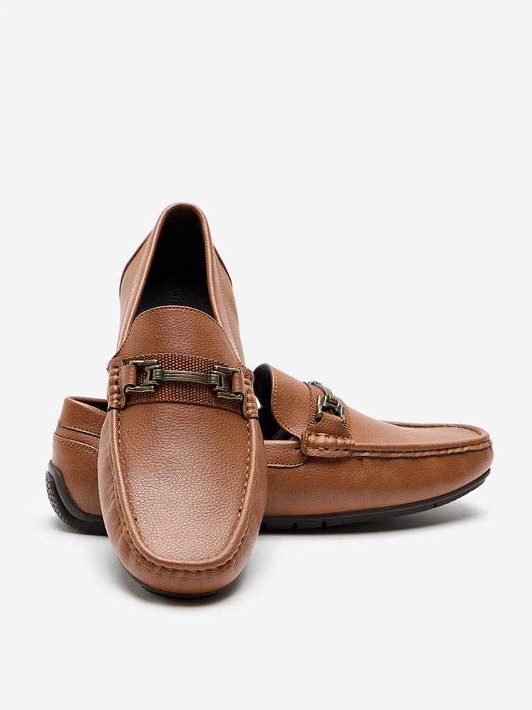 SOLEPLAY Tan Metal-Detailed Loafers