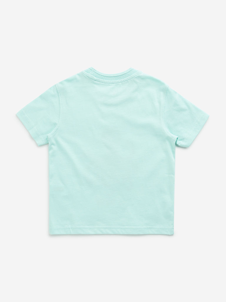 HOP Kids Mint Octopus Designed Cotton T-Shirt