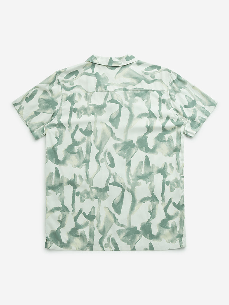 Y&F Kids Sage Abstract Printed Resort-Fit Shirt