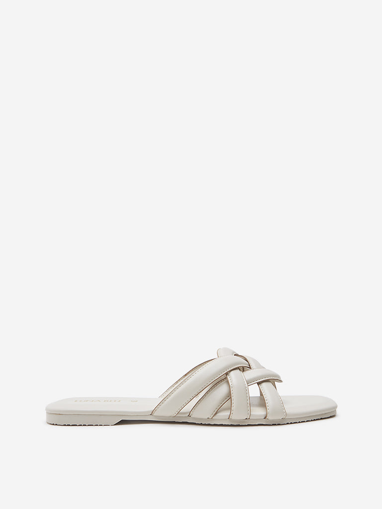 LUNA BLU Ivory Multi-Strap Slides