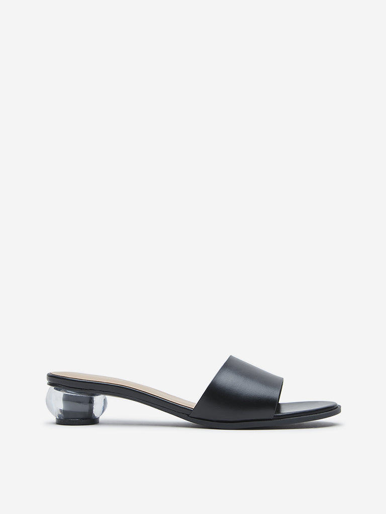 LUNA BLU Black Round Heel Sandals