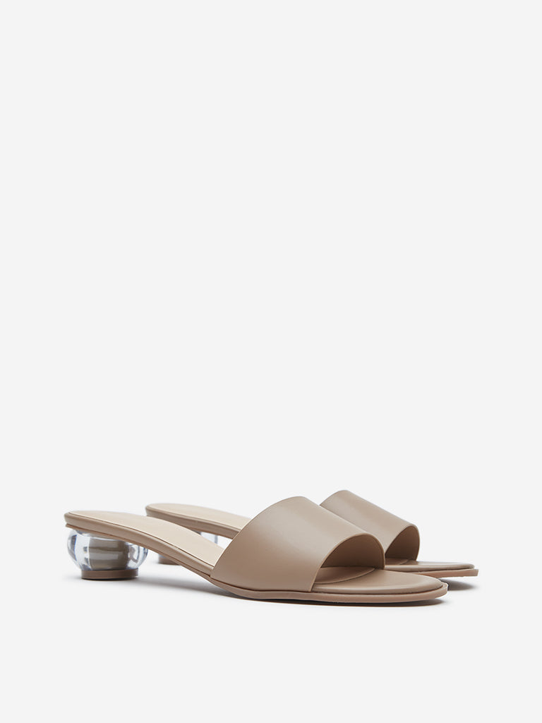 LUNA BLU Dark Taupe Round Heel Sandals