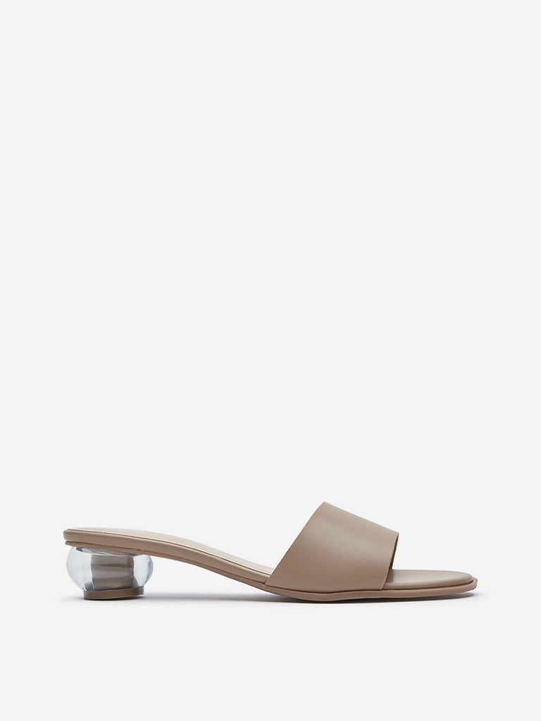 LUNA BLU Dark Taupe Round Heel Sandals