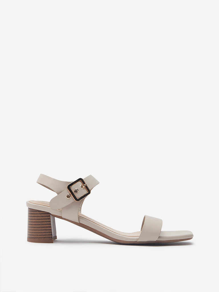 LUNA BLU Ivory Ankle Strap Heel Sandals