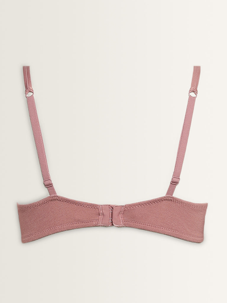 Wunderlove Dusty Mauve Lace Design Underwired Bra