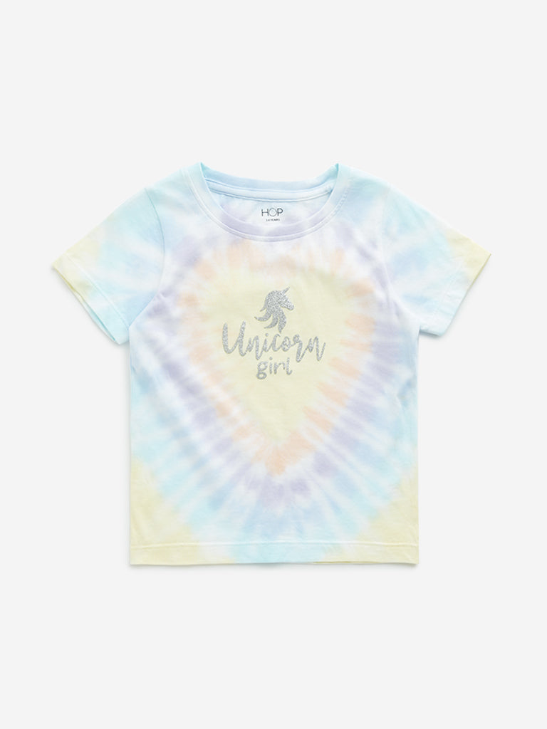 HOP Kids Multicolour Tie-Dye Printed Cotton T-Shirt