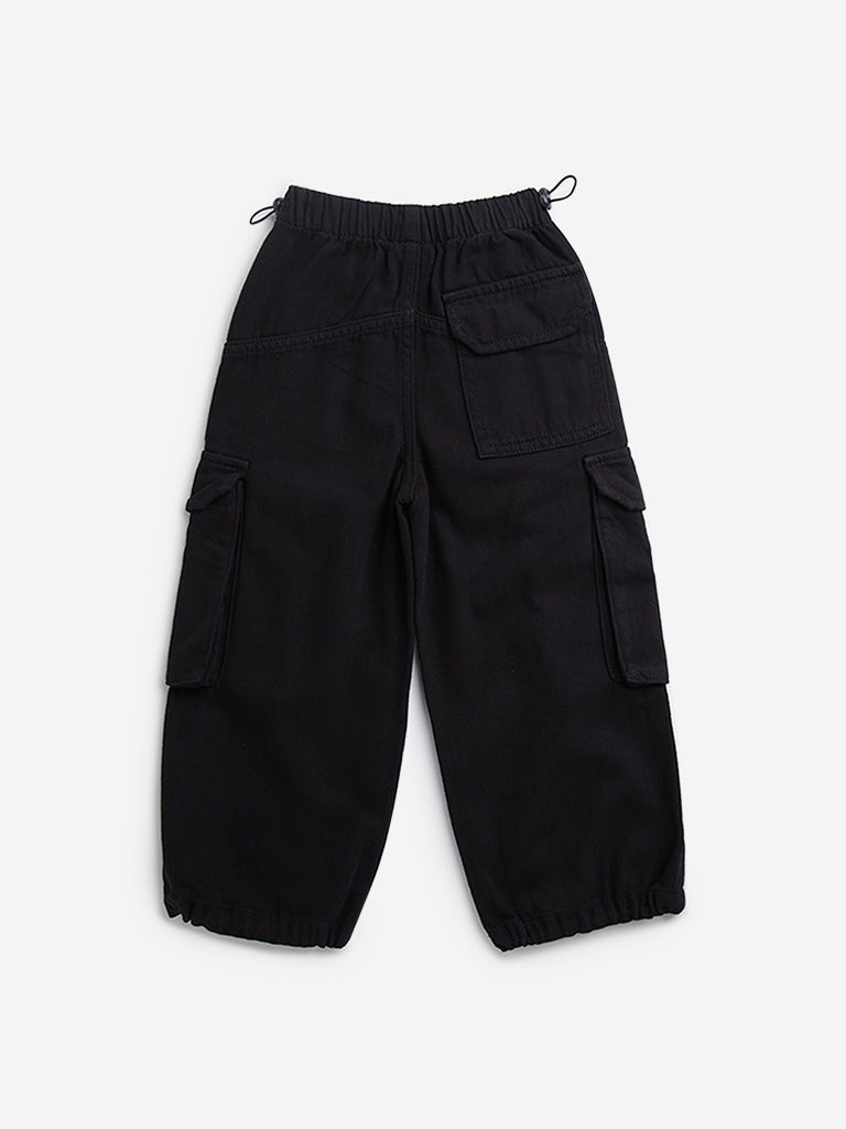 HOP Kids Black Relaxed - Fit Mid - Rise Cargo Jeans