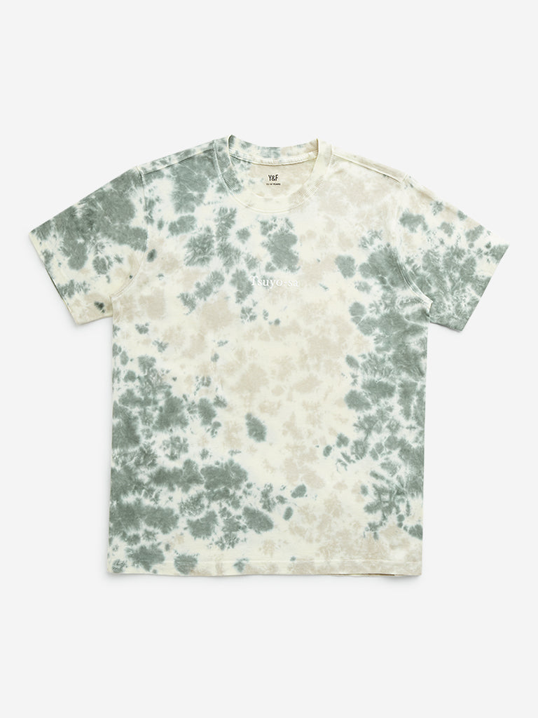 Y&F Kids Sage Tie-Dye Printed Cotton T-Shirt