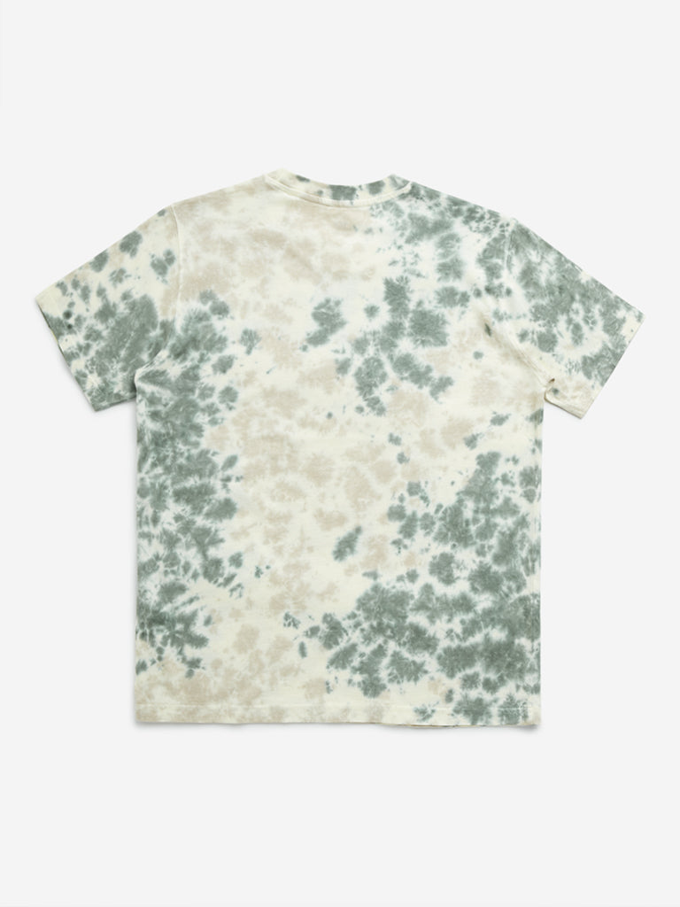 Y&F Kids Sage Tie-Dye Printed Cotton T-Shirt